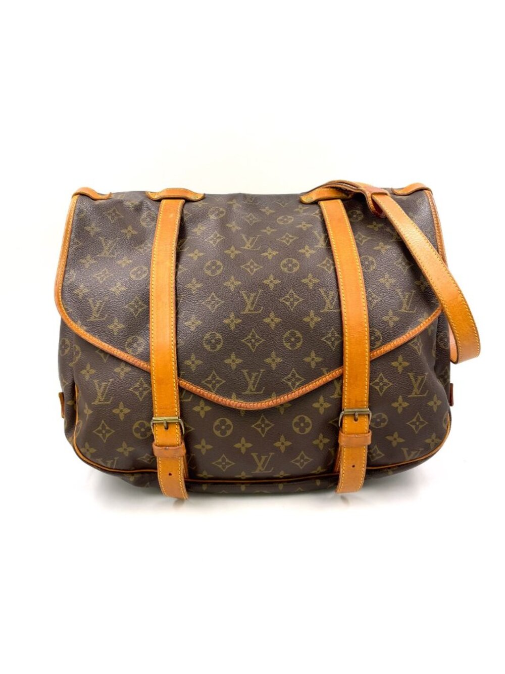 Louis Vuitton Saumur 43 Monogram Leather Brown Shoulder Bag Gold